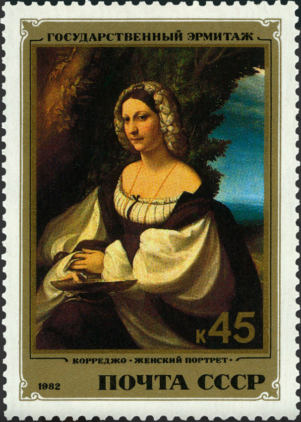 1982 5351 Картина Портрет дамы (1518). Корреджо А. 45к