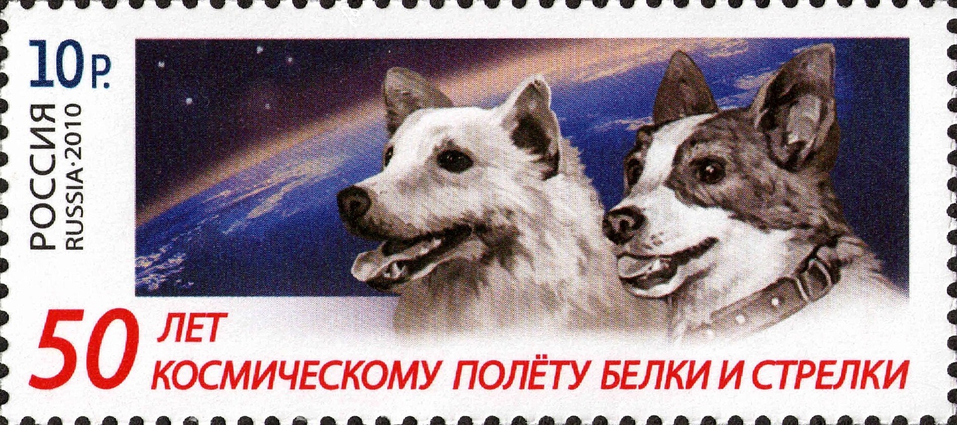 2010 1455 50 лет космическому полету Белки и Стрелки 10р