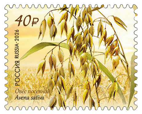 2026 3689-3692 Флора России. Злаковые культуры 40р Лист